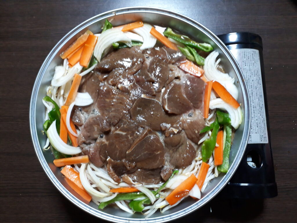 松尾ジンギスカン上質ラムの調理写真